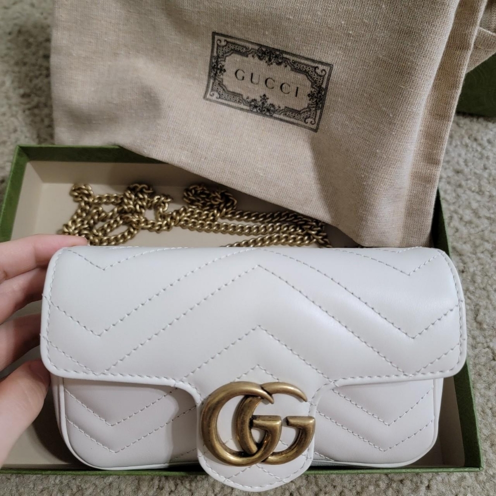 Authentic Gucci White Marmount Super Mini Bag
